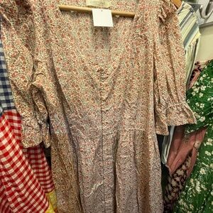 NEW Christy Dawn Marie Dress Sz Large L Leaf Dot Rooibos